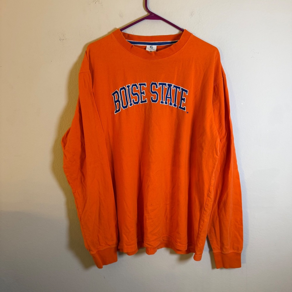 Campus Drive Boise State Broncos Long Sleeve T-Shirt Orange XL Embroidered Logo